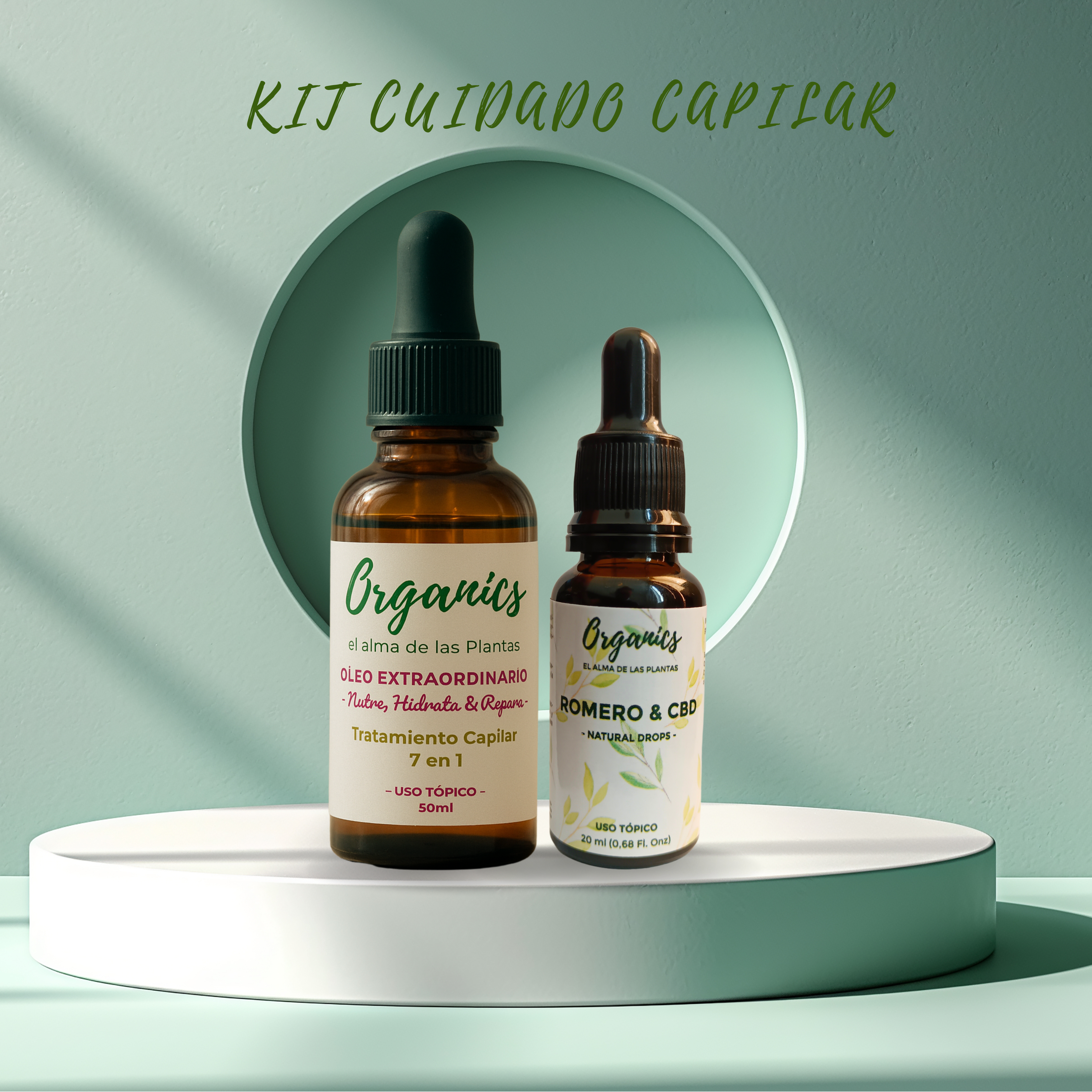 Kit cuidado capilar Oleo 7 en 1 + aceite romero y CBD